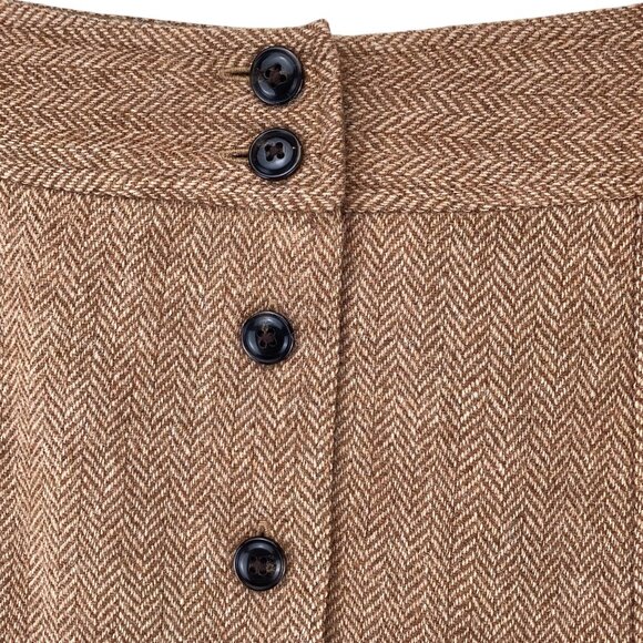 Talbots Womens Skirt Size 4 Vintage Wool Brown Petite A-Line Midi Button Front‎ - Picture 5 of 10